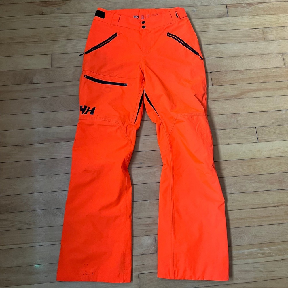 Helly Hansen ULLR Relaxed Fit Ski Pants Neon Orange Mens Small Pockets Venting